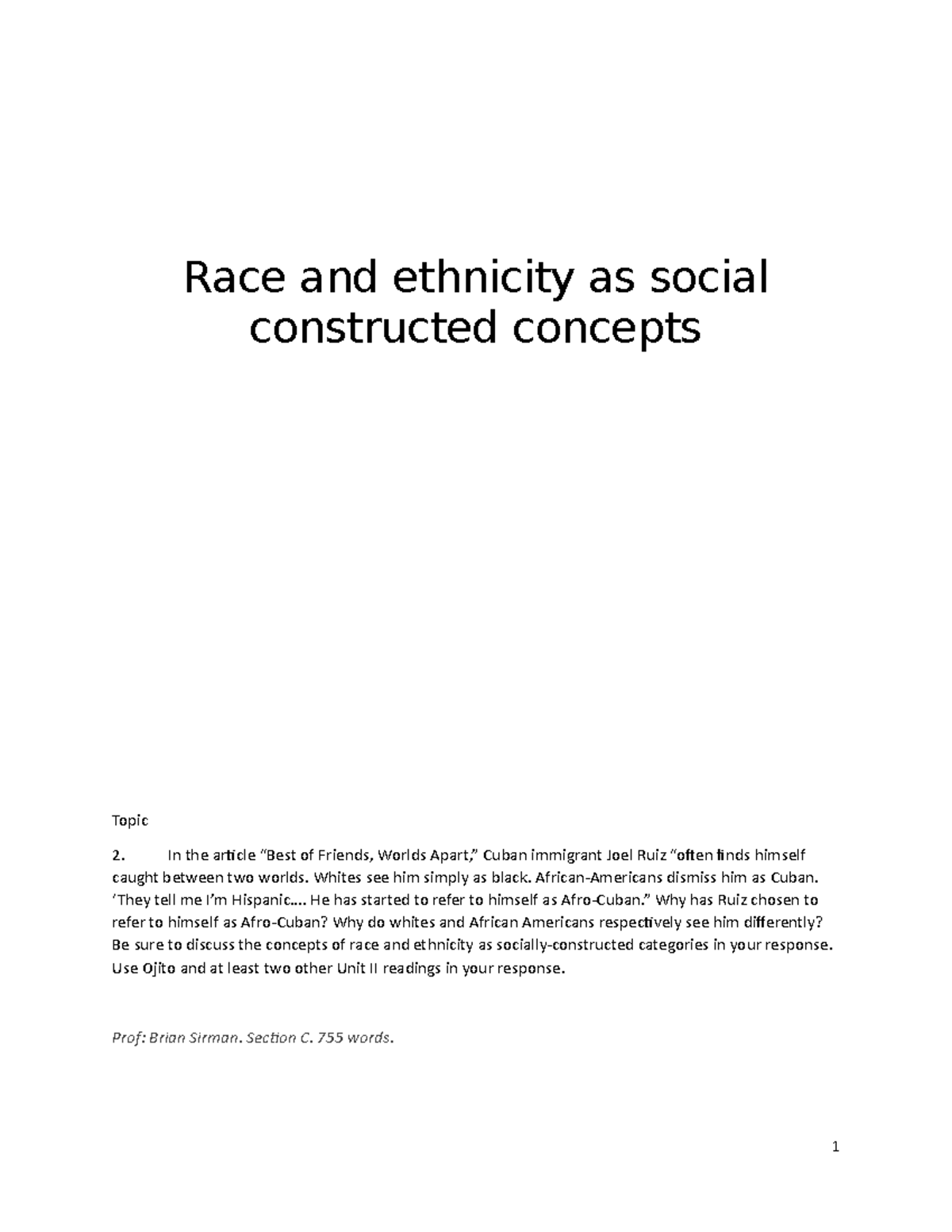 argumentative essay on race and ethnicity