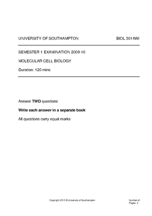 Exam 2009, questions