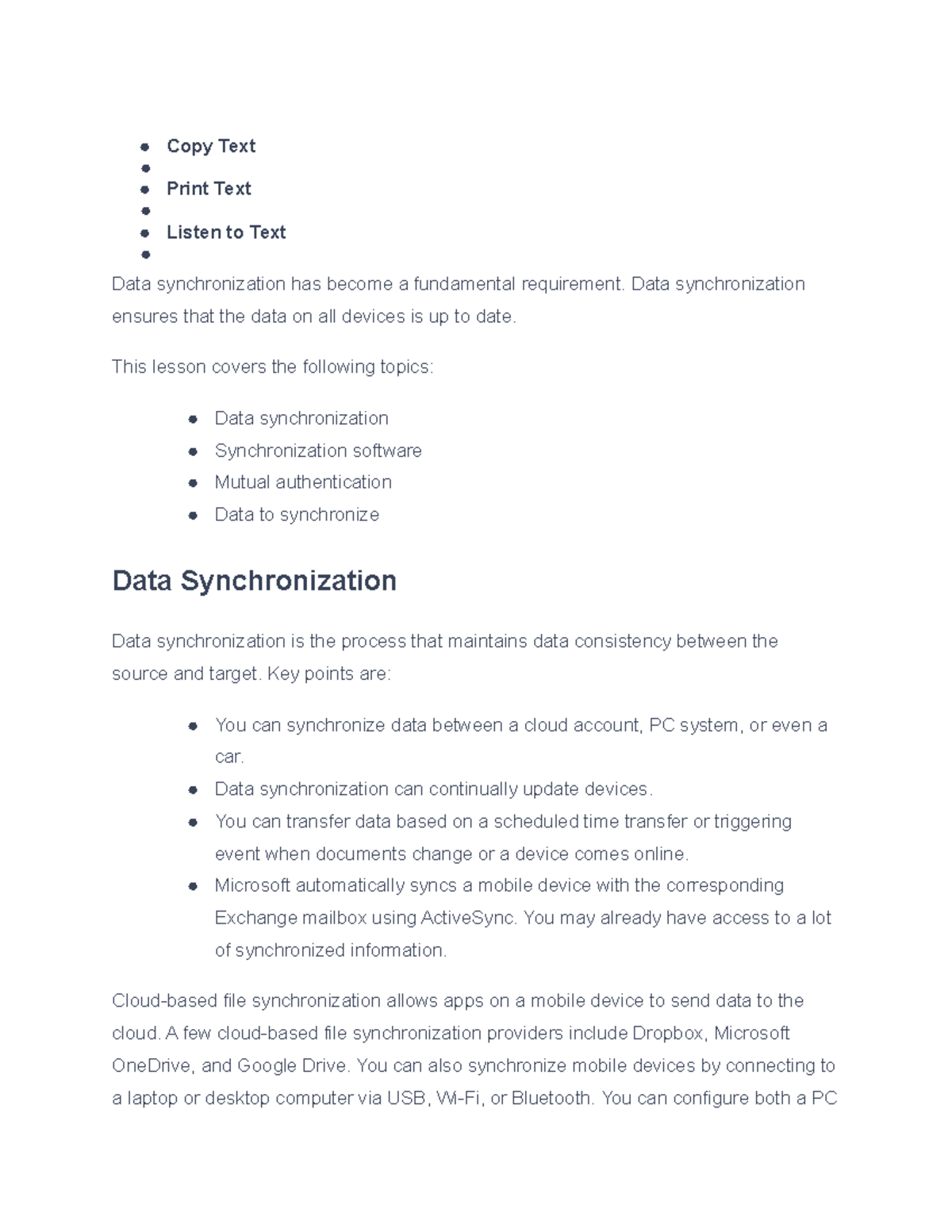 12.5.7 MDM and Synchronization Facts - Copy Text Print Text Listen to ...