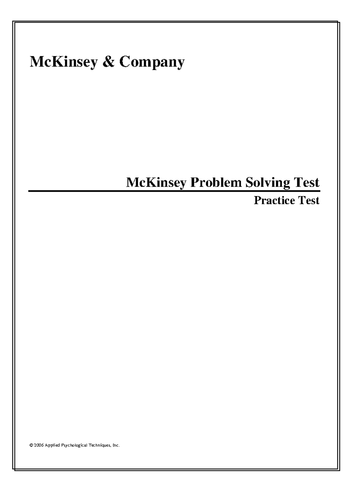 Problem solving 3 - nothing to see - McKinsey & Company McKinsey ...