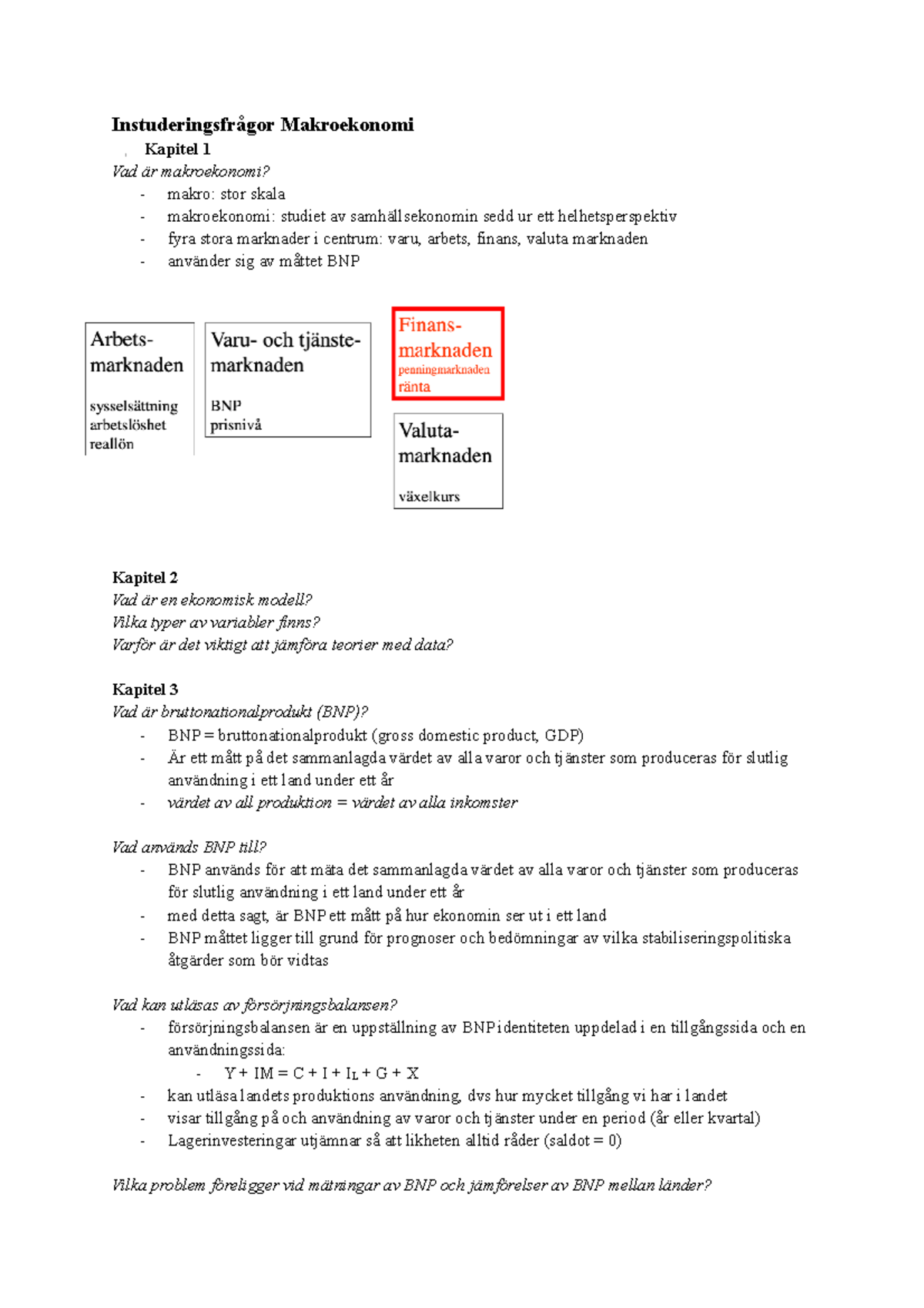Instuderingsfrågor Makro - Instuderingsfrågor Makroekonomi Kapitel 1 ...