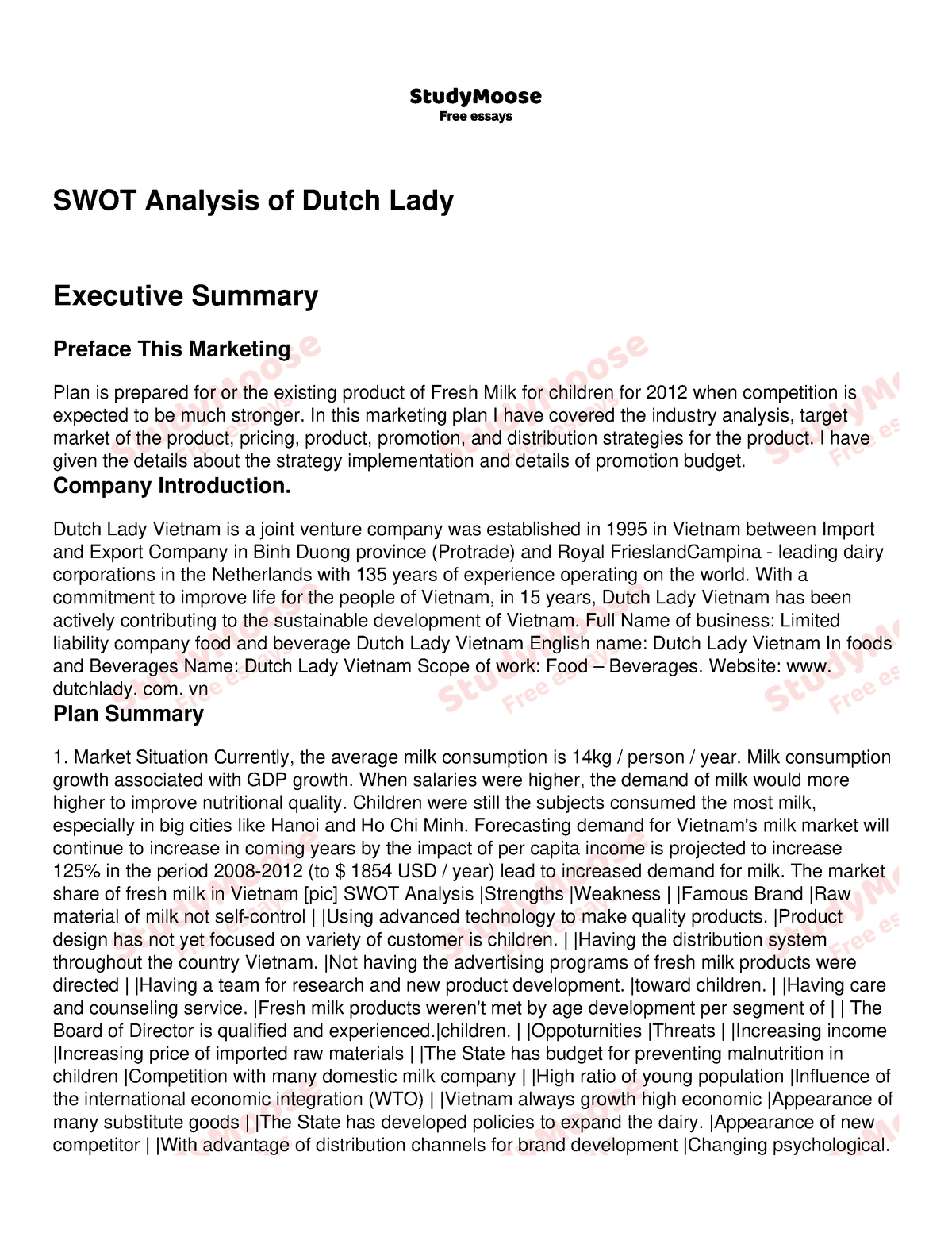 dutch lady assignment pdf