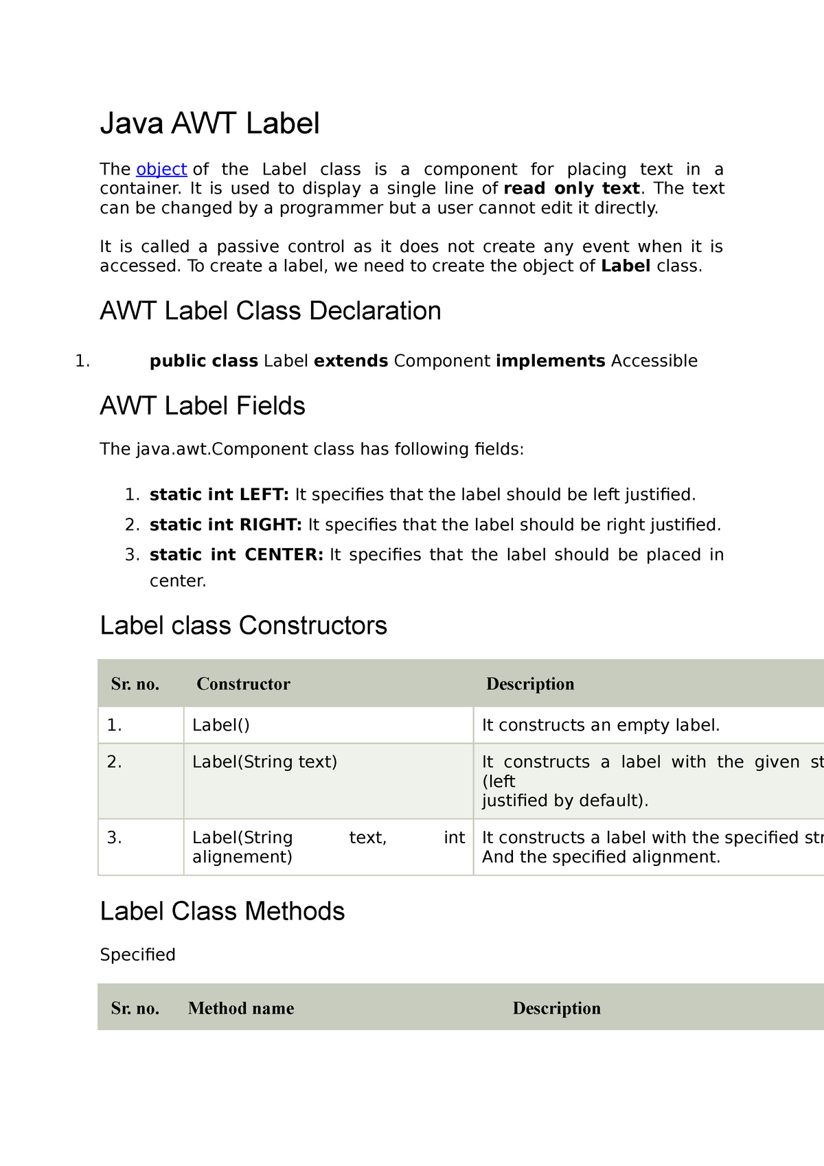 java-awt-label-notes-java-awt-label-the-object-of-the-label-class-is