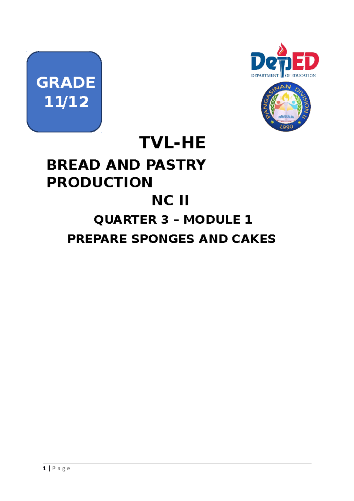 Q3-BPP-Module 1 - Module - TVL-HE BREAD AND PASTRY PRODUCTION NC II ...