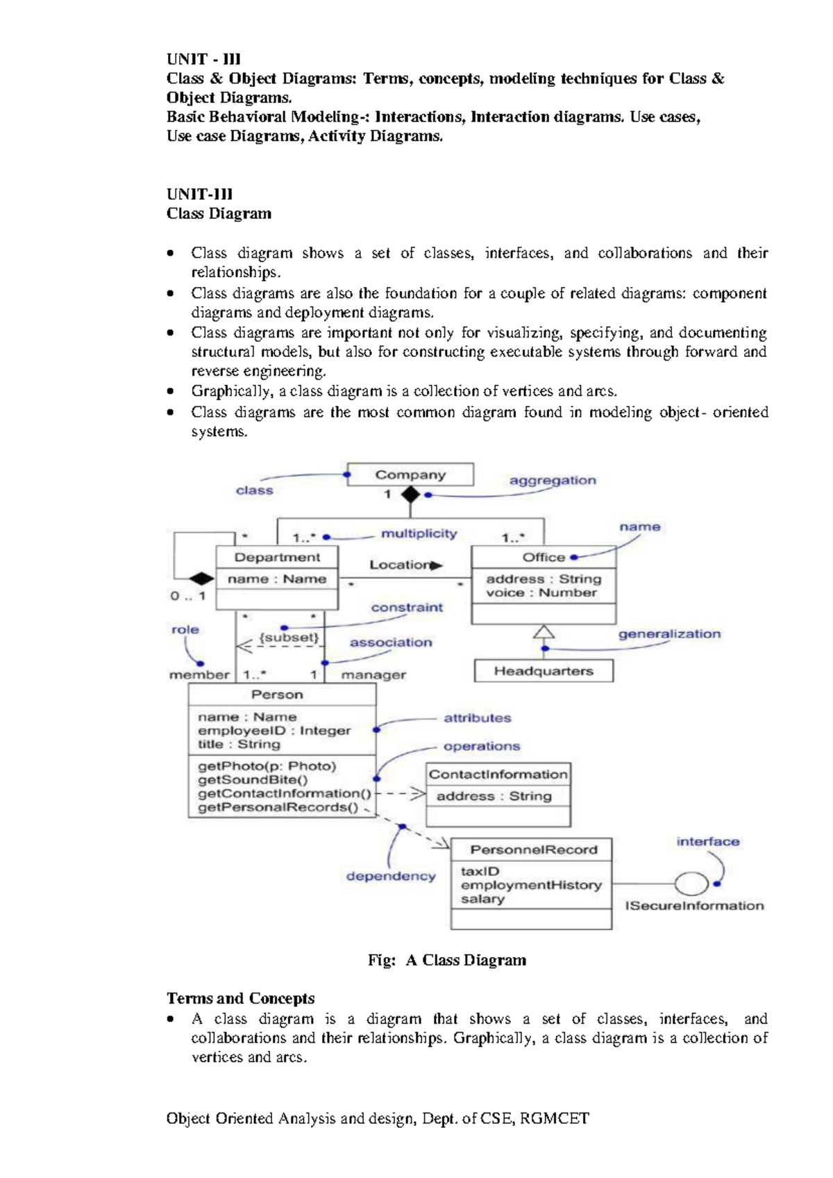 UNIT-3-OOAD - UNIT - III Class & Object Diagrams: Terms, concepts ...