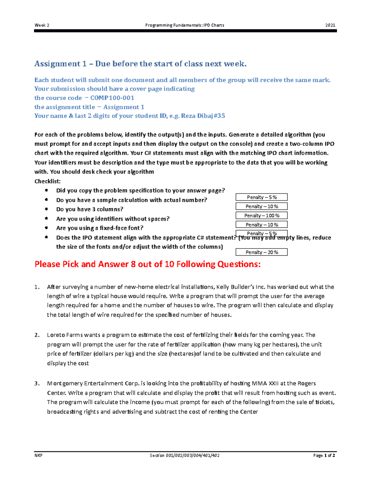 assignment 2 room area code