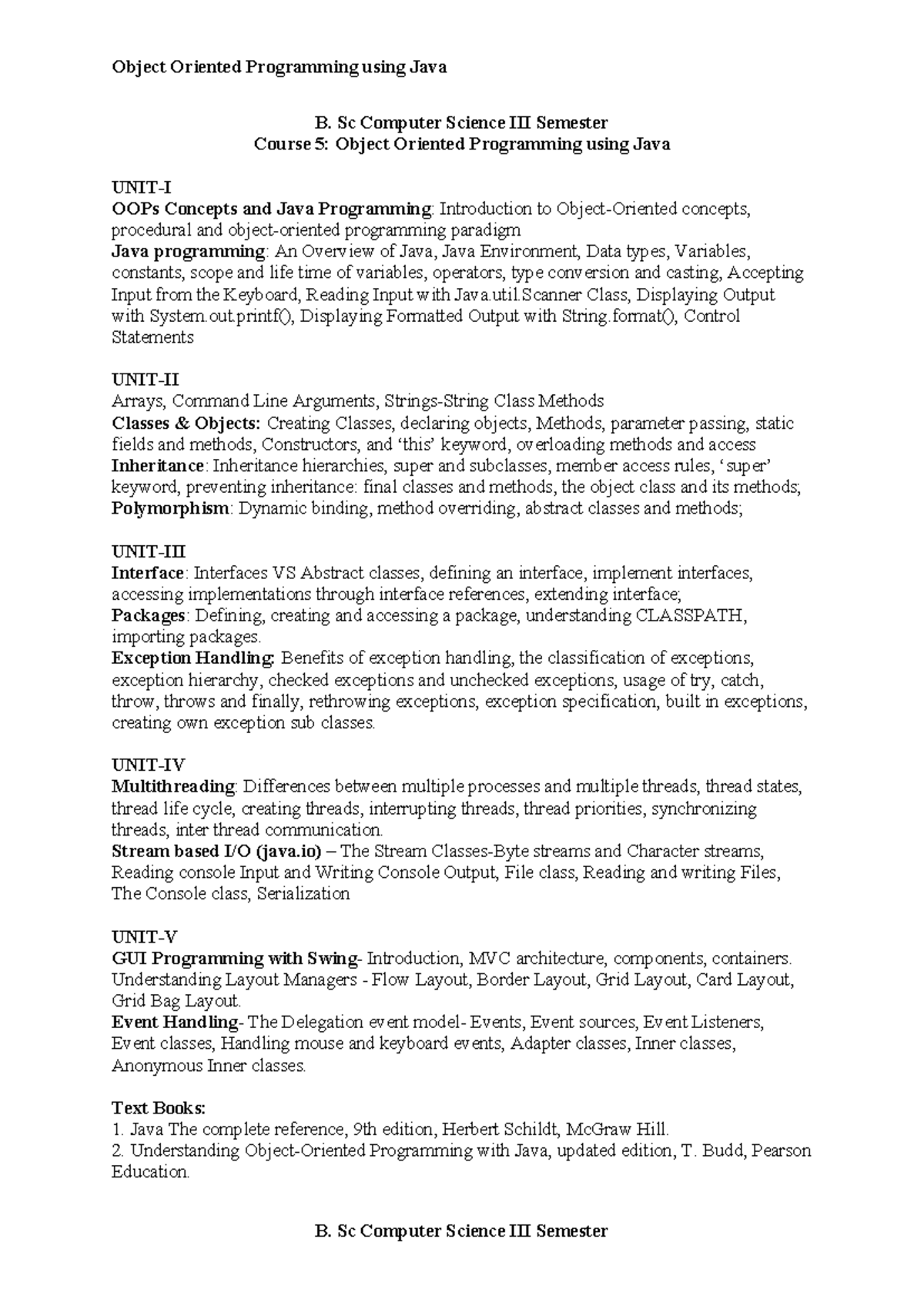 B.Sc IIIsem Java U-1 - very use - B. Sc Computer Science III Semester ...