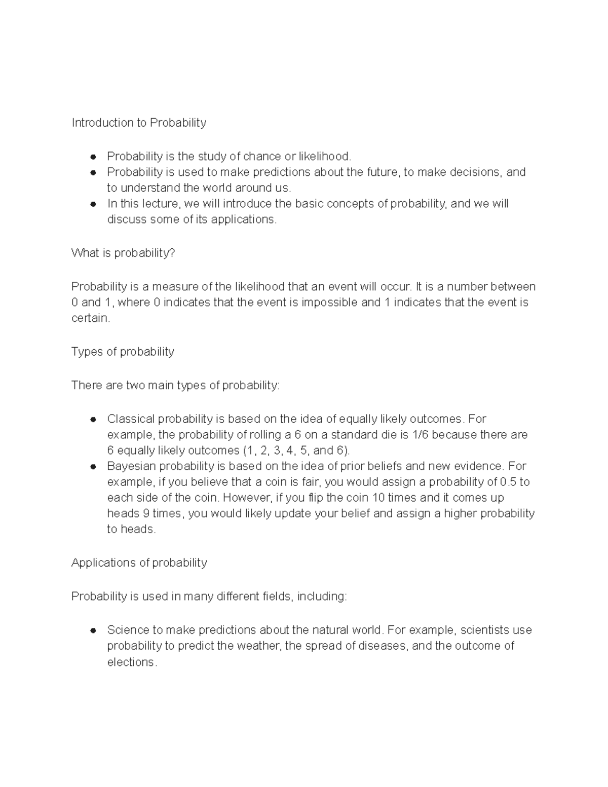 Lecture Note For Stat 351, Lecture 1 - Introduction To Probability ...