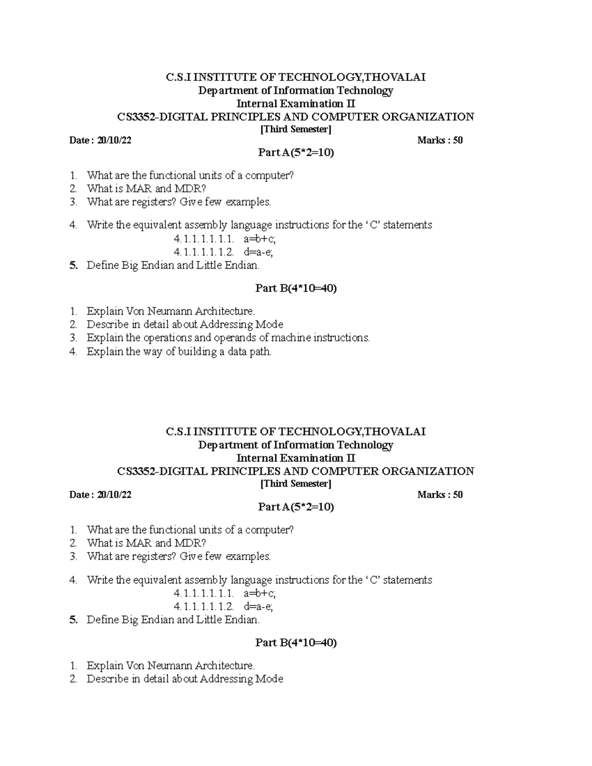 DPCO-II - DPCO NOTES - C INSTITUTE OF TECHNOLOGY,THOVALAI Department of ...