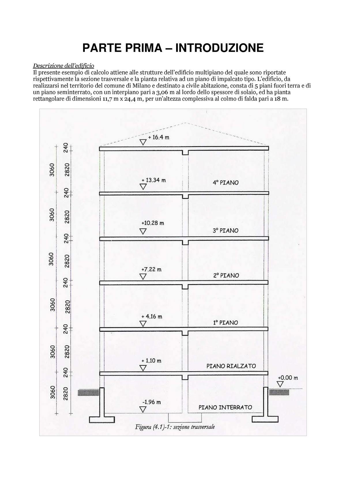 Esercitazione Di Tecnica Delle Costruzioni - PARTE PRIMA – INTRODUZIONE ...