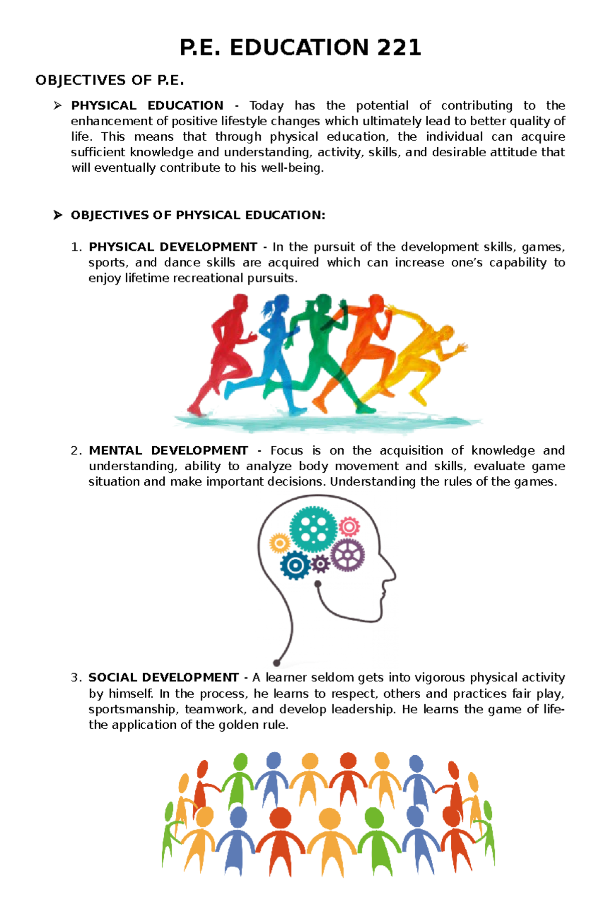 Mental discount development objectives