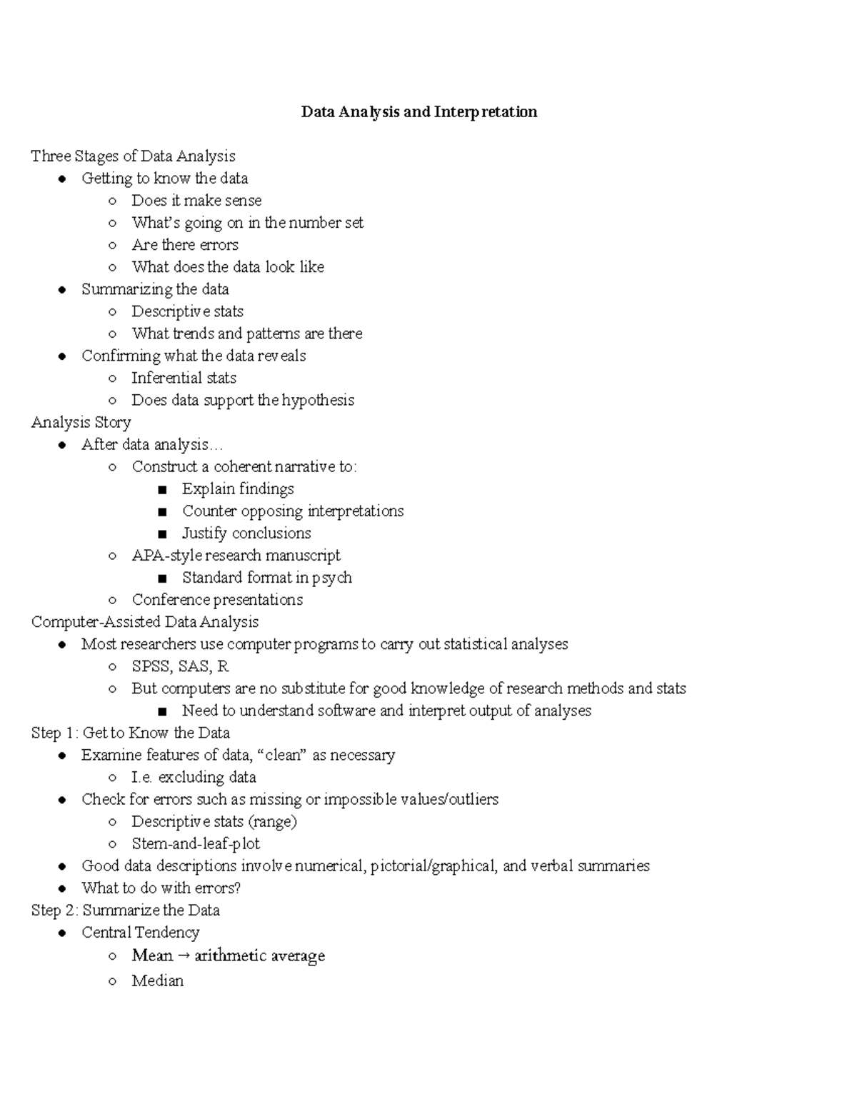 Research Methods Data Analysis And Interpretation 1 And 2 Data 