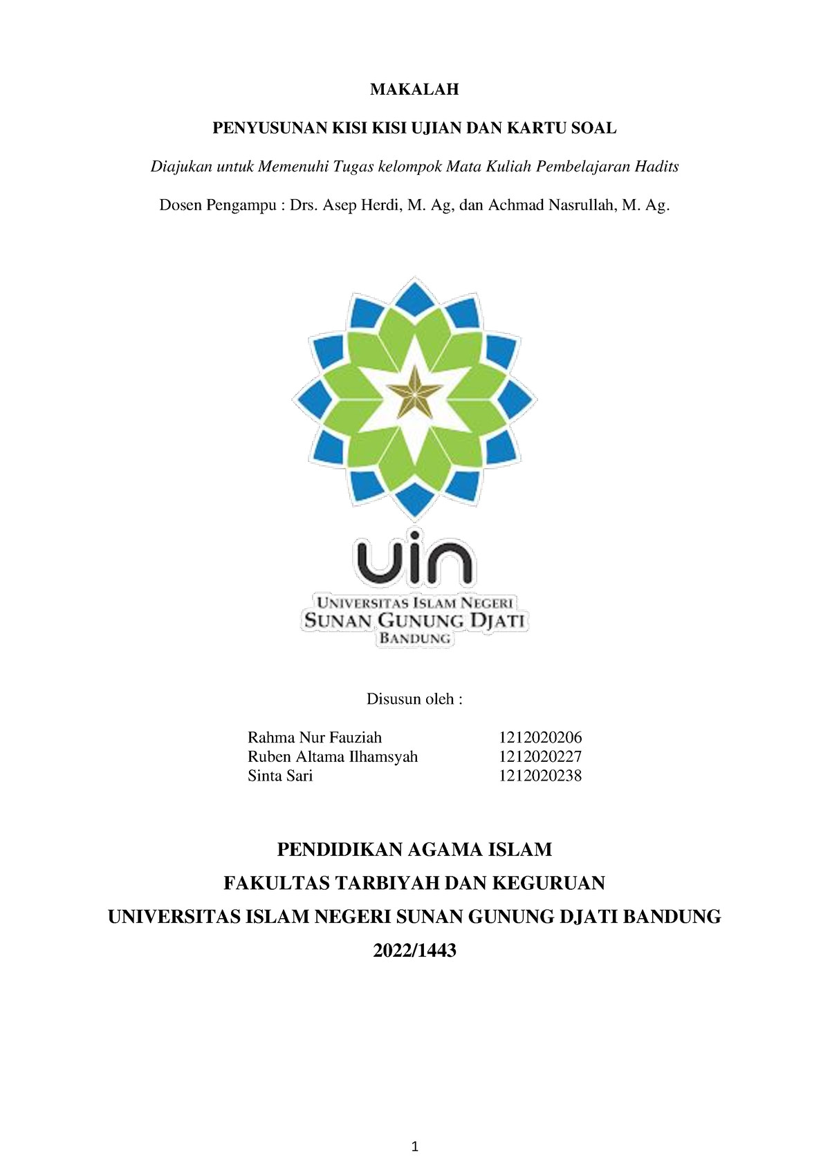 Makalah PENYUSUNAN KISI KISI UJIAN DAN KARTU SOAL - Lengkap - MAKALAH ...