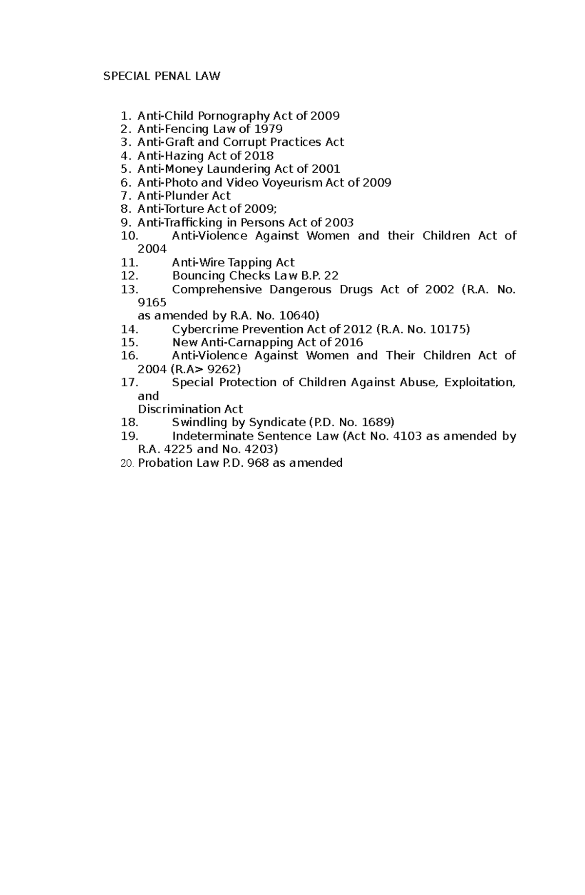 Special Penal Law 2023 SPECIAL PENAL LAW AntiChild Pornography Act