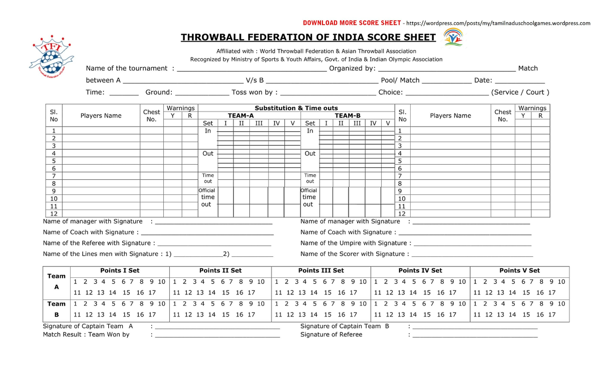 Throwball Scoresheet Rnjrtjntejjt Sports Biomechanics Studocu