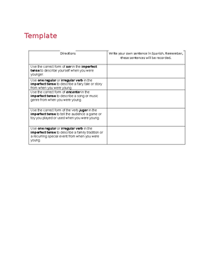 05 09 01 template - Spanish 2 unit 5 lesson 9 course work. - Directions