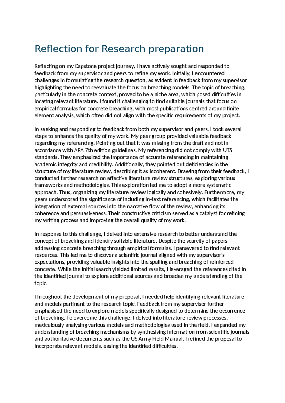 Reflection for Research preparation - Reflection for Research ...