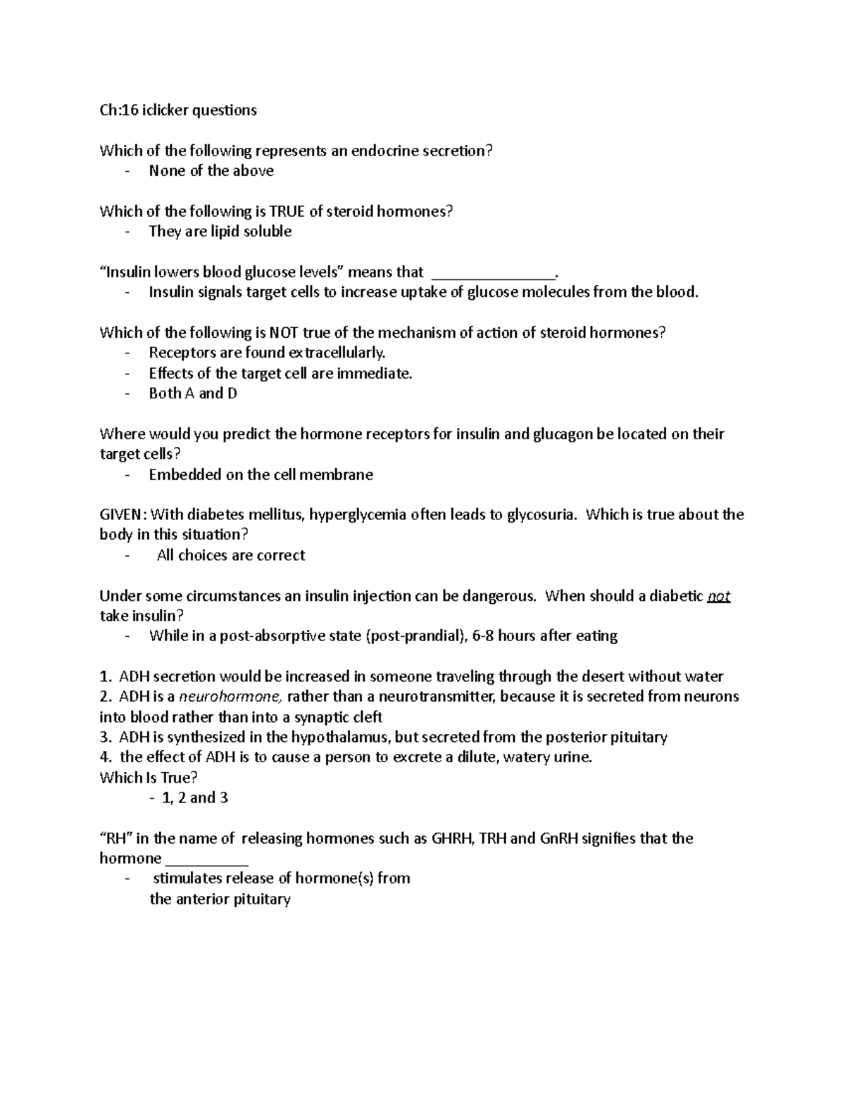 Ch16 I clicker questions - Ch:16 iclicker questions Which of the ...