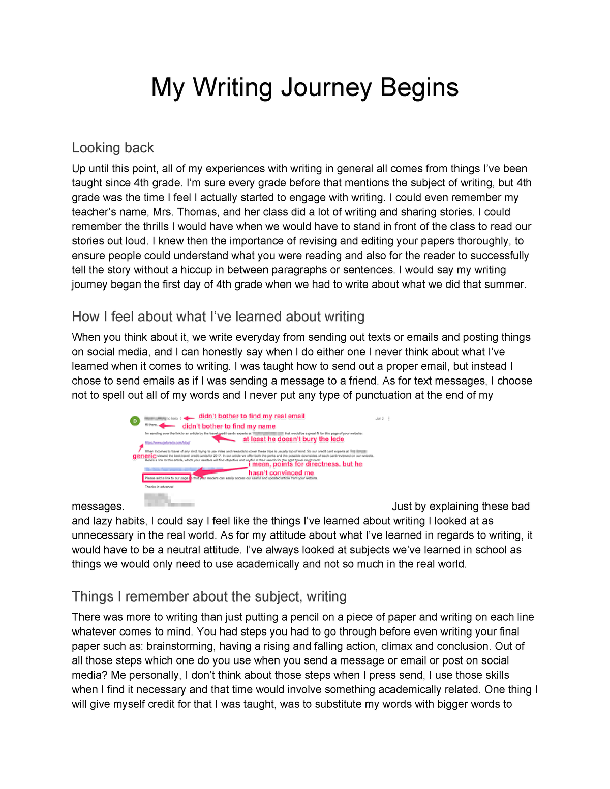 my writing journey essay