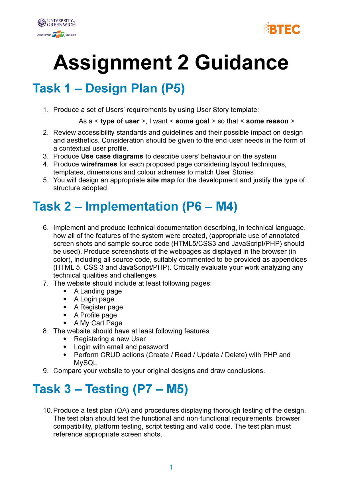 Unit 10.Assignment 2 Guidance - Assignment 2 Guidance Task 1 – Design ...