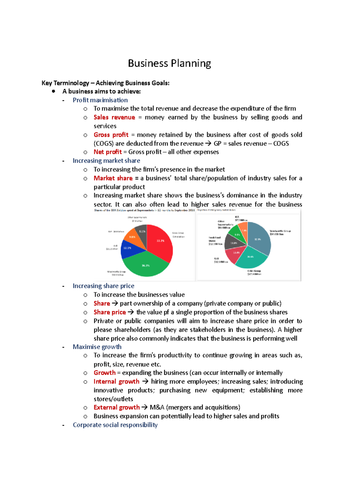 Business Planning Notes Week 1 Preliminary Notes Business Planning