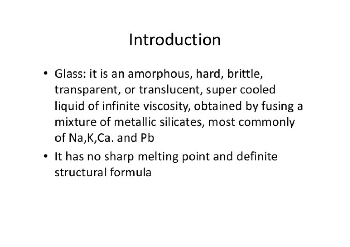 Glass pdf - For studies only - calcium Other Types of glass Flint glass ...