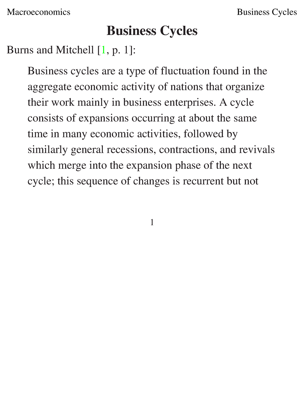 essay about business cycle