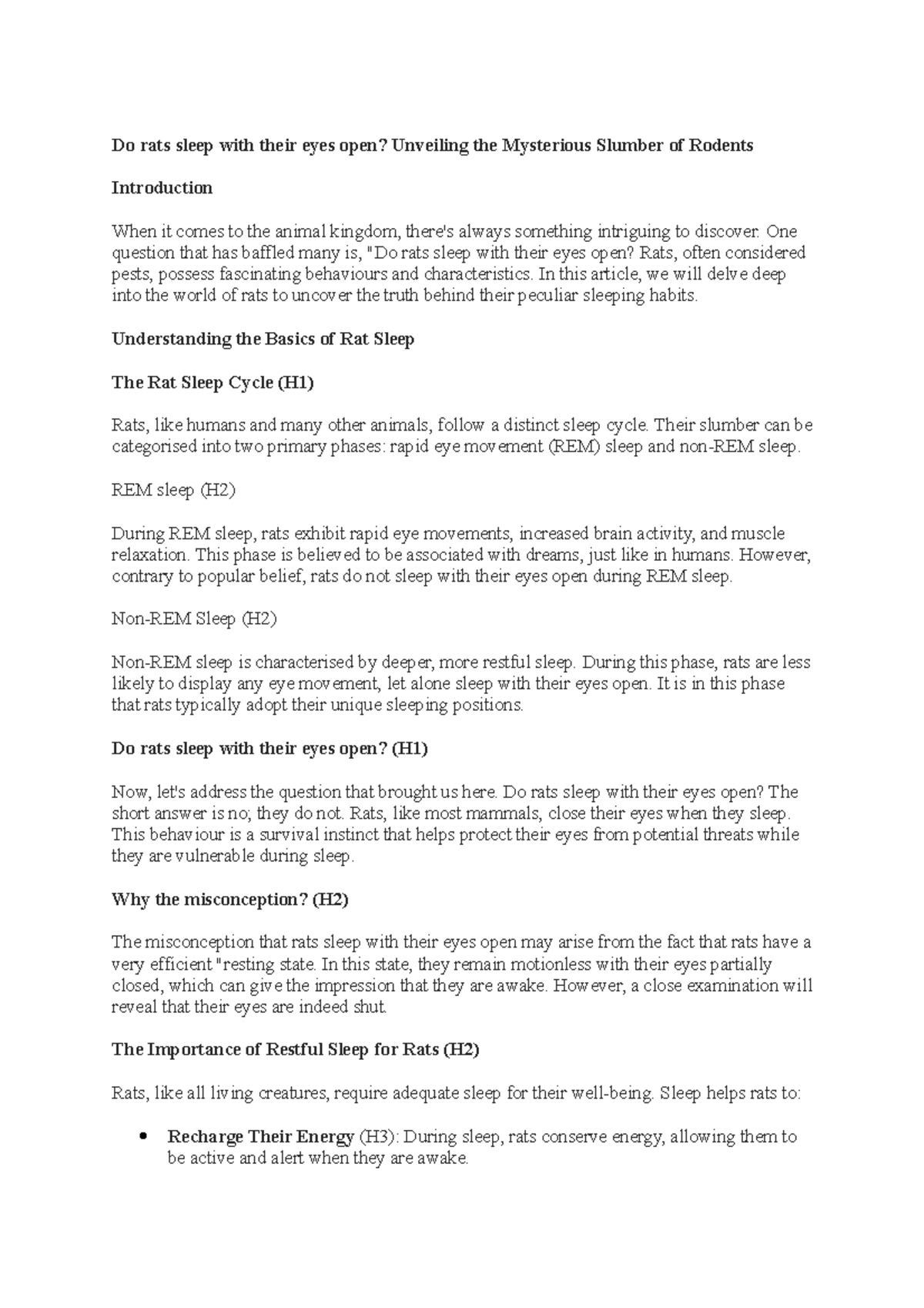 Document 2 - this is just an article - Do rats sleep with their eyes