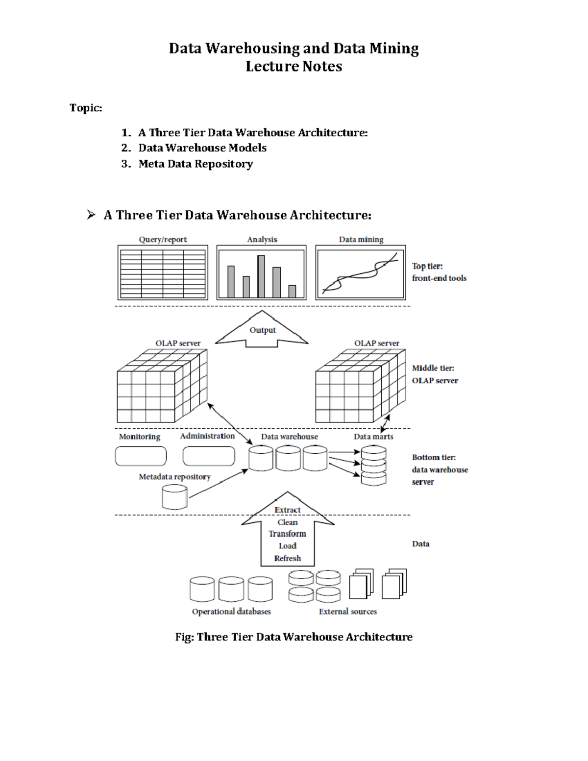 Data Warehousing and Data Mining (A Three Tier Data Warehouse ...