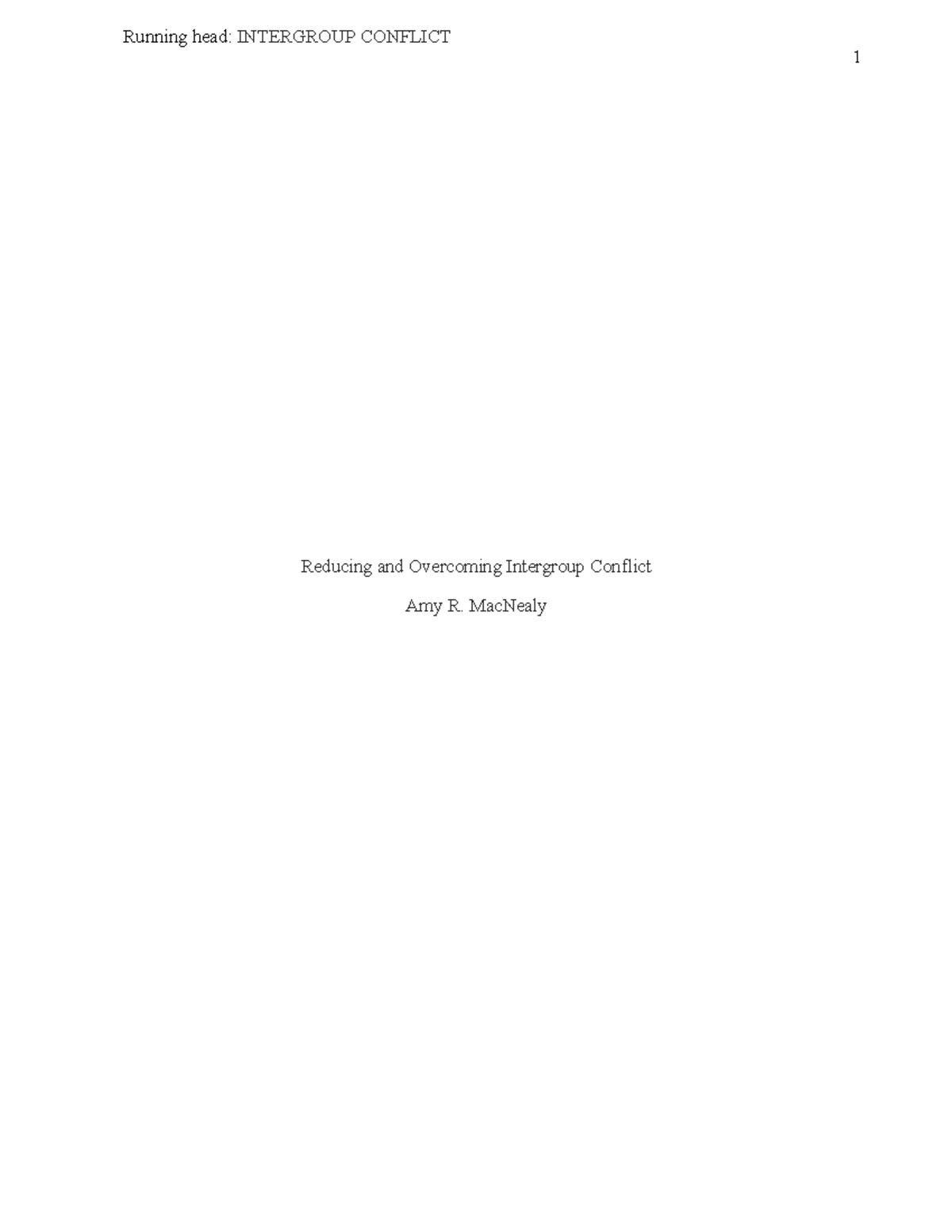 M5A1-Reducing Intergroup Conflict - 1 Reducing and Overcoming ...