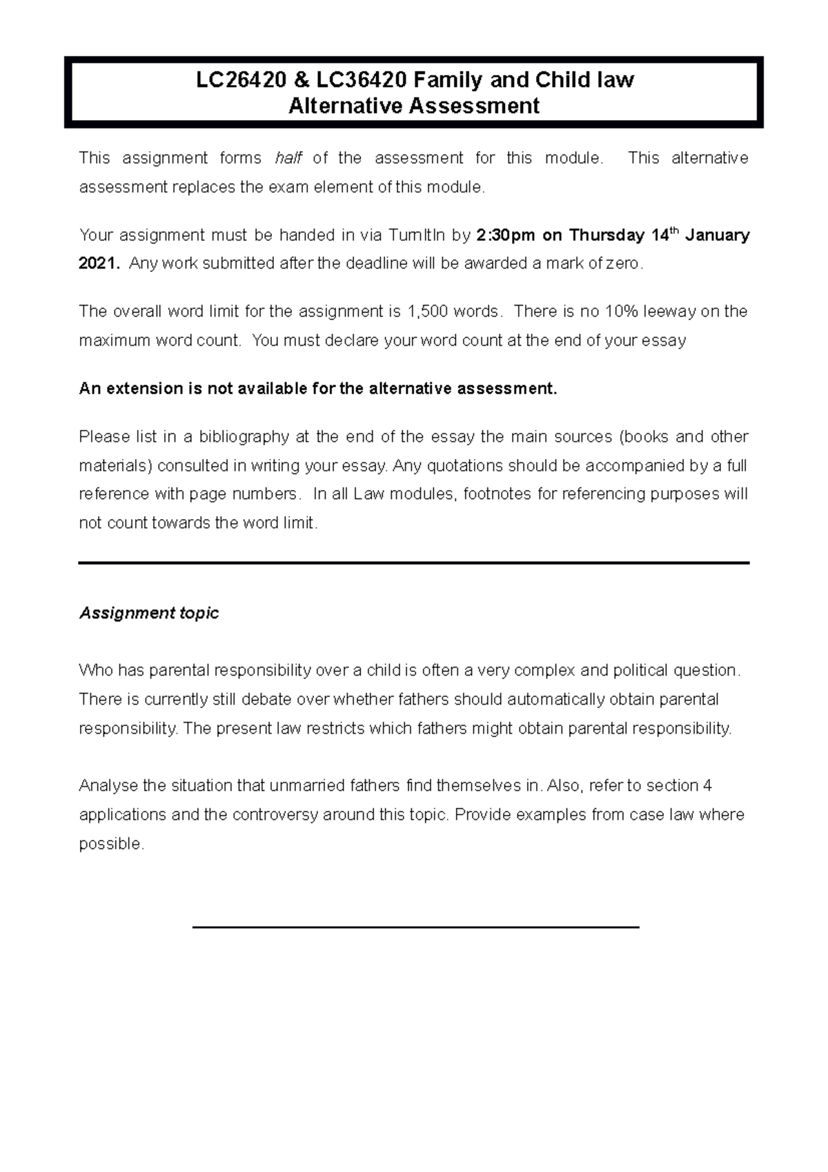LC26420 & LC36420 Family and Child Law - LC26420 & LC36420 Family and ...