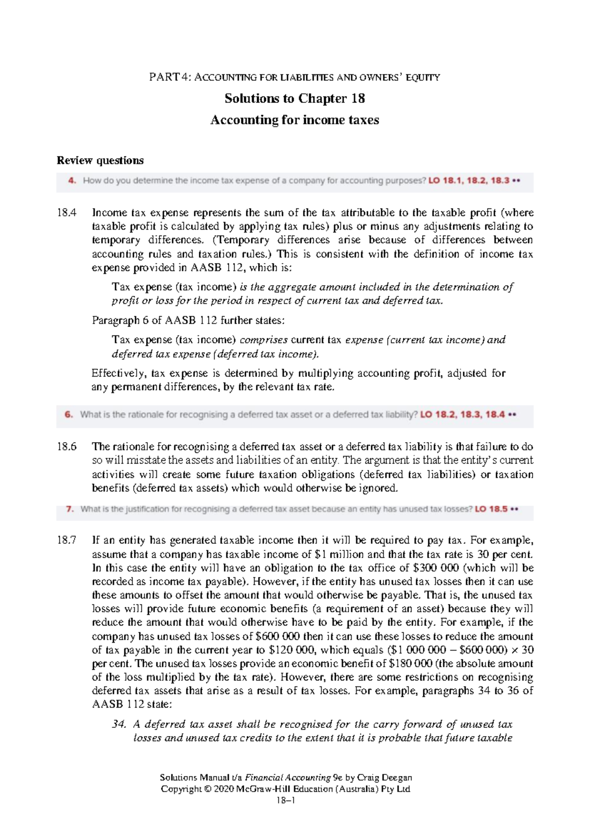 Chapter 18 Review and challenging questions - Solutions Manual t/a ...