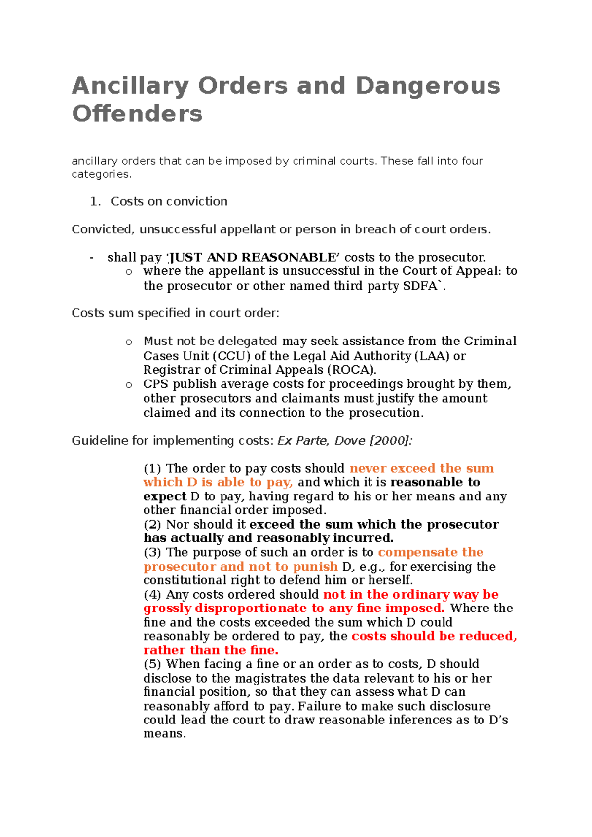 Ancillary Orders and Dangerous Offenders - Ancillary Orders and ...
