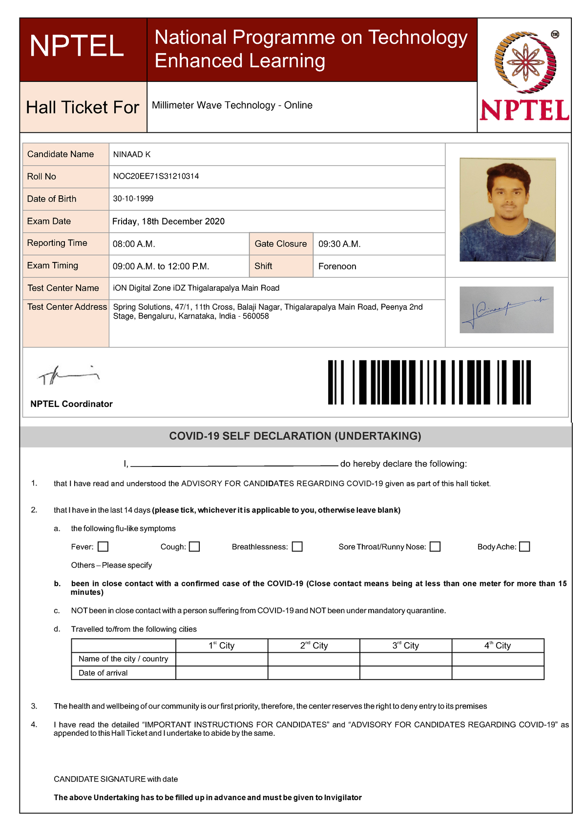 Millimeter Wave Technology - E-ADMIT CARD INSTRUCTIONS FOR THE EXAM ...