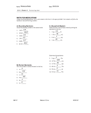 MA107 ROW 3 Dosage done - MA Clinic Module 3 (MA107) Dosage Calculation ...