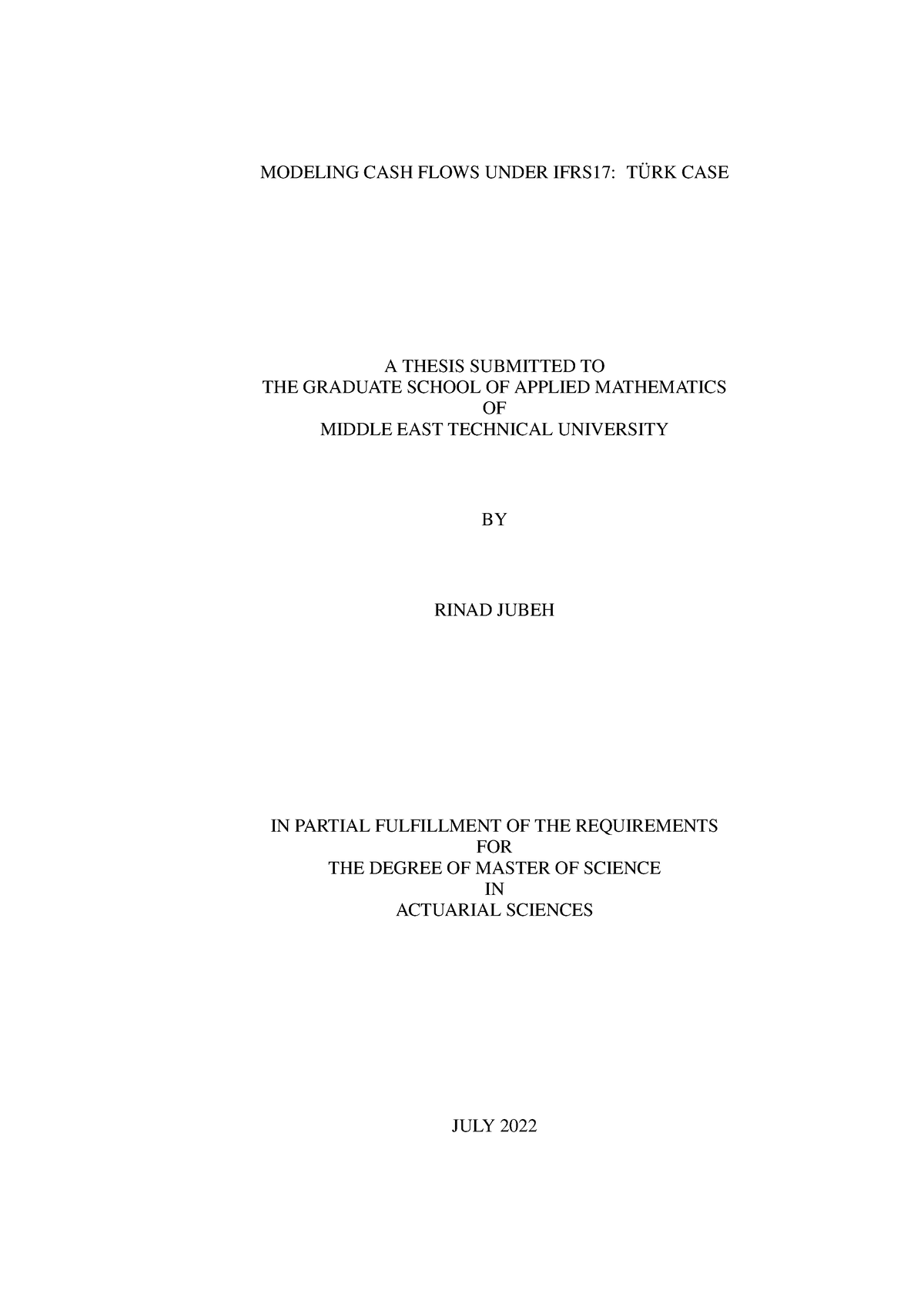 Rinad Jubeh-Final - Tài liệu IFRS - MODELING CASH FLOWS UNDER IFRS17 ...