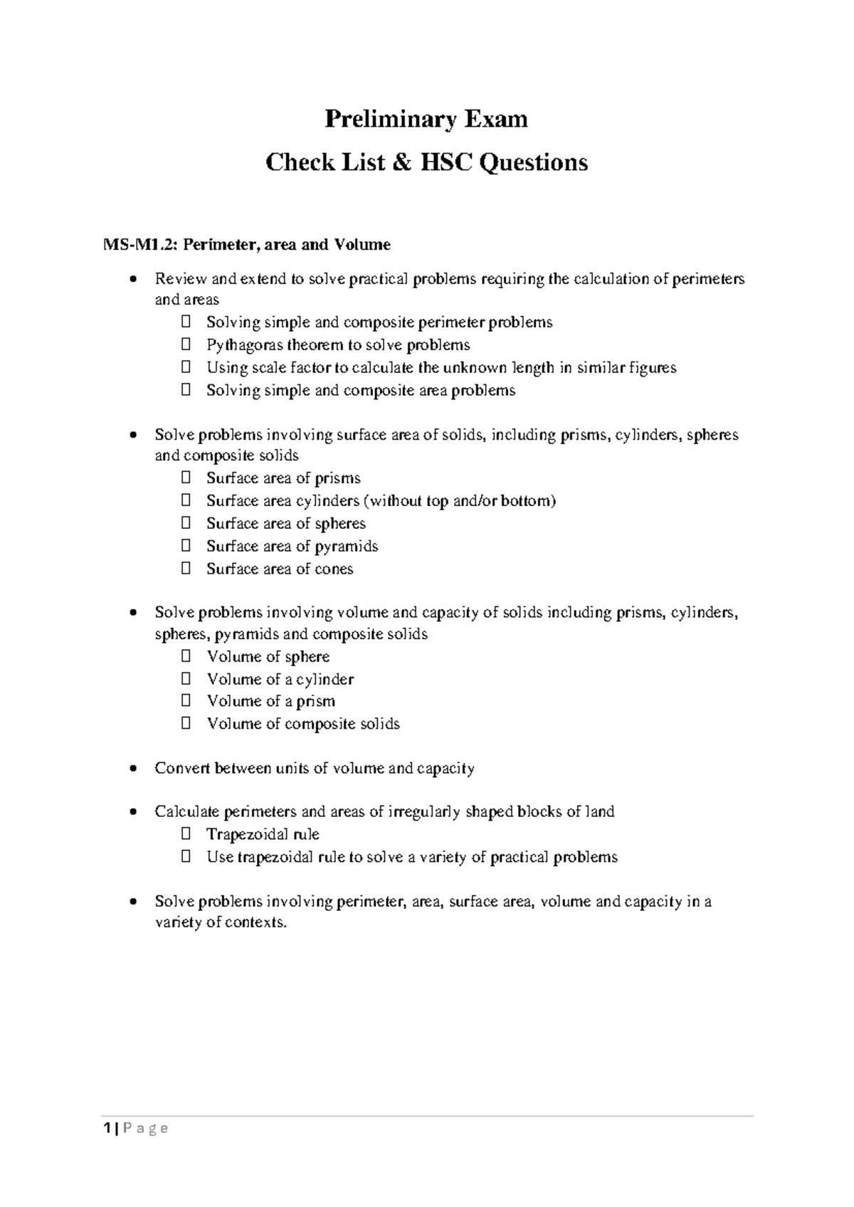 2024 Preliminary Exam checklist - Preliminary Exam Check List & HSC ...