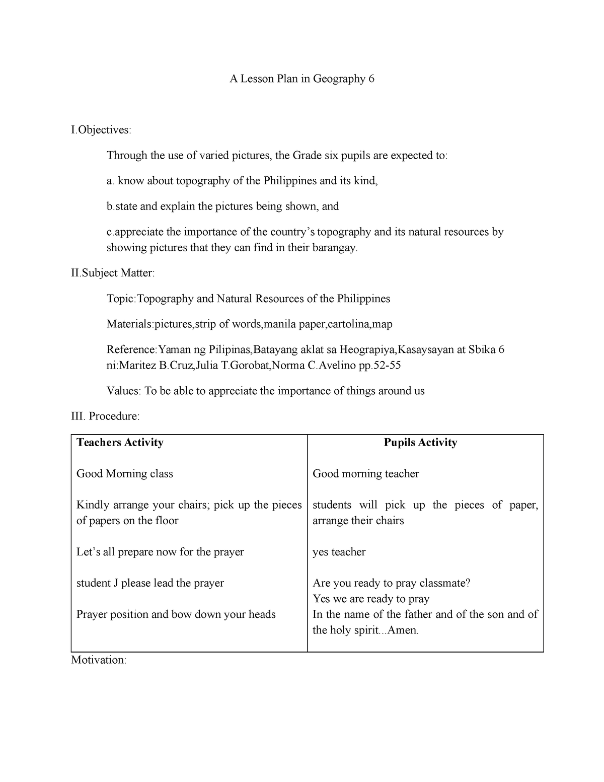 282219450 A Lesson Plan in Geography 1 docx - A Lesson Plan in ...