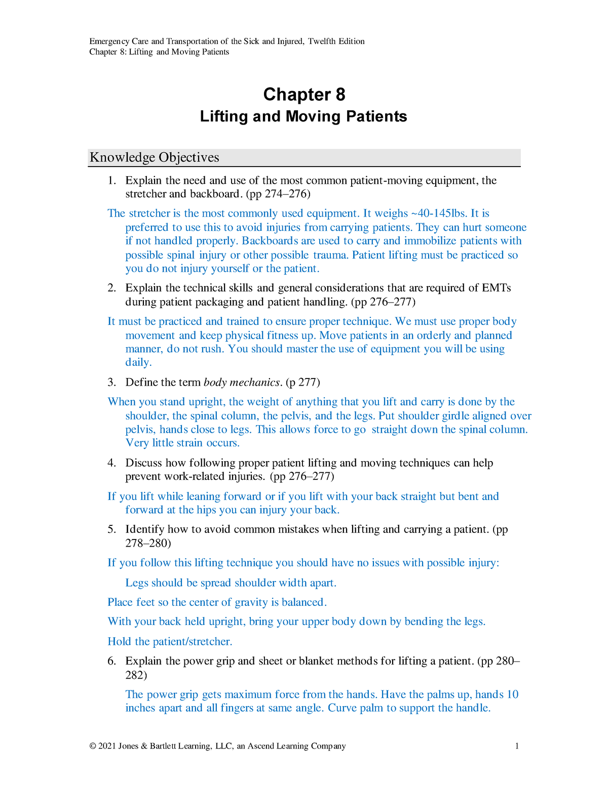 Ch 8 - Emergency Care and Transportation of the Sick and Injured ...