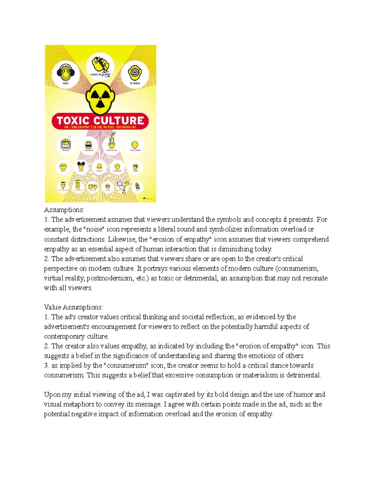 Value Assumptions & Value Conflicts in Spoof Ads - Assumptions: The ...
