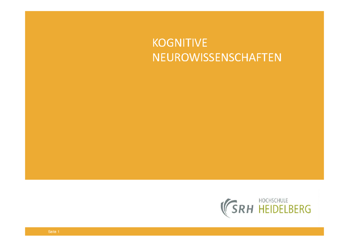 Allgemeine Psychologie Kognitive Neurowissencschaft - StuDocu