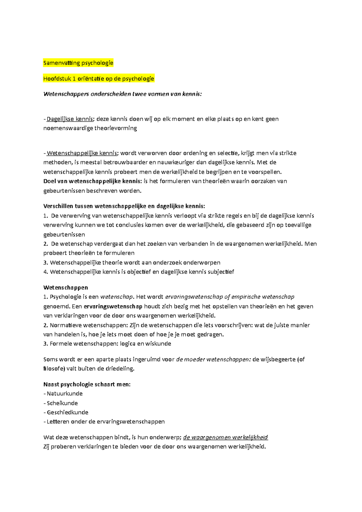 Psychologie Samenvatting Boek - Samenvatting Psychologie Hoofdstuk 1 ...