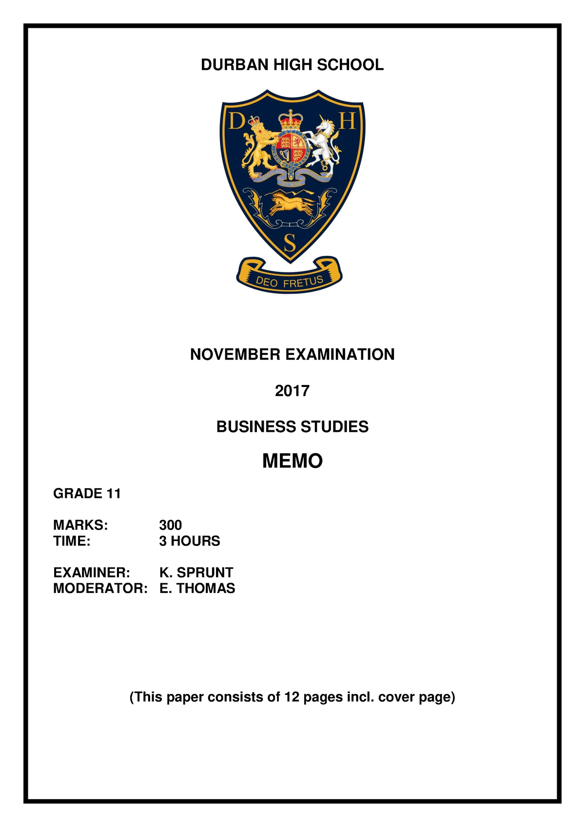 memo business studies grade 11 essays 2017