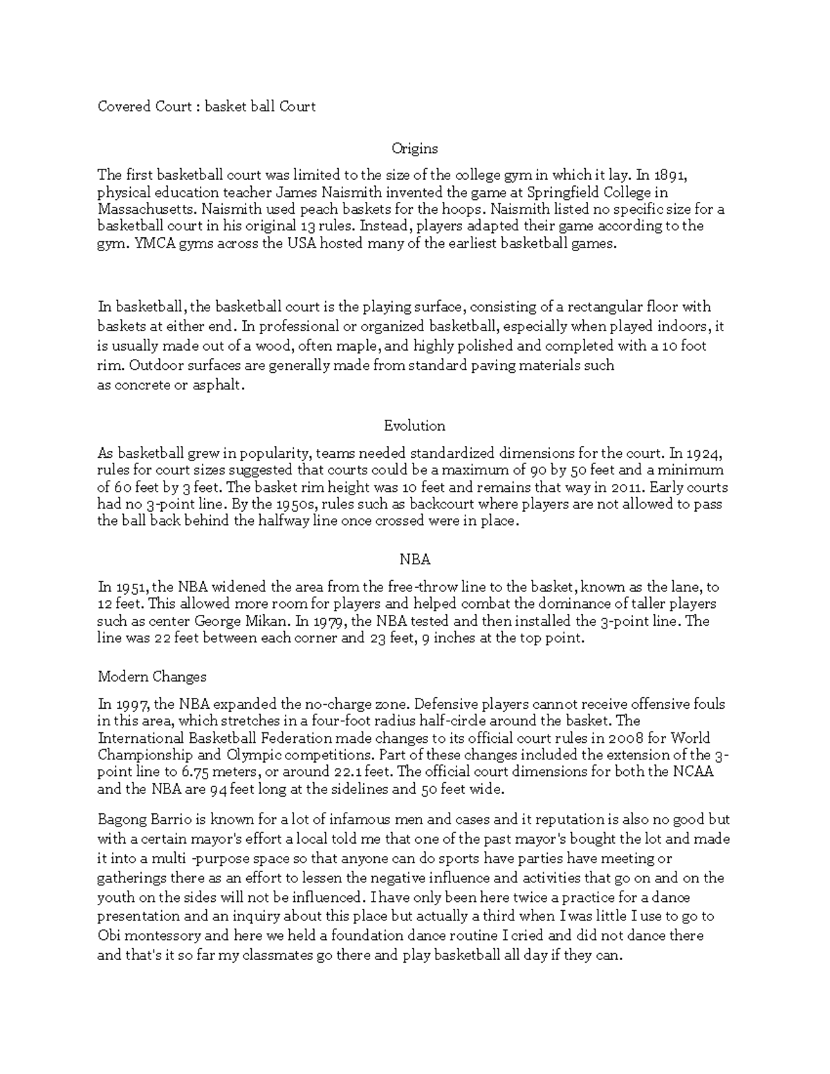 Courttt lecture.,.note Covered Court basket ball Court Origins