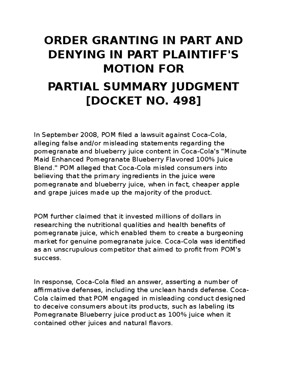 Coca Cola vs POM - This is complete overview of the POM vs Coca Cola ...