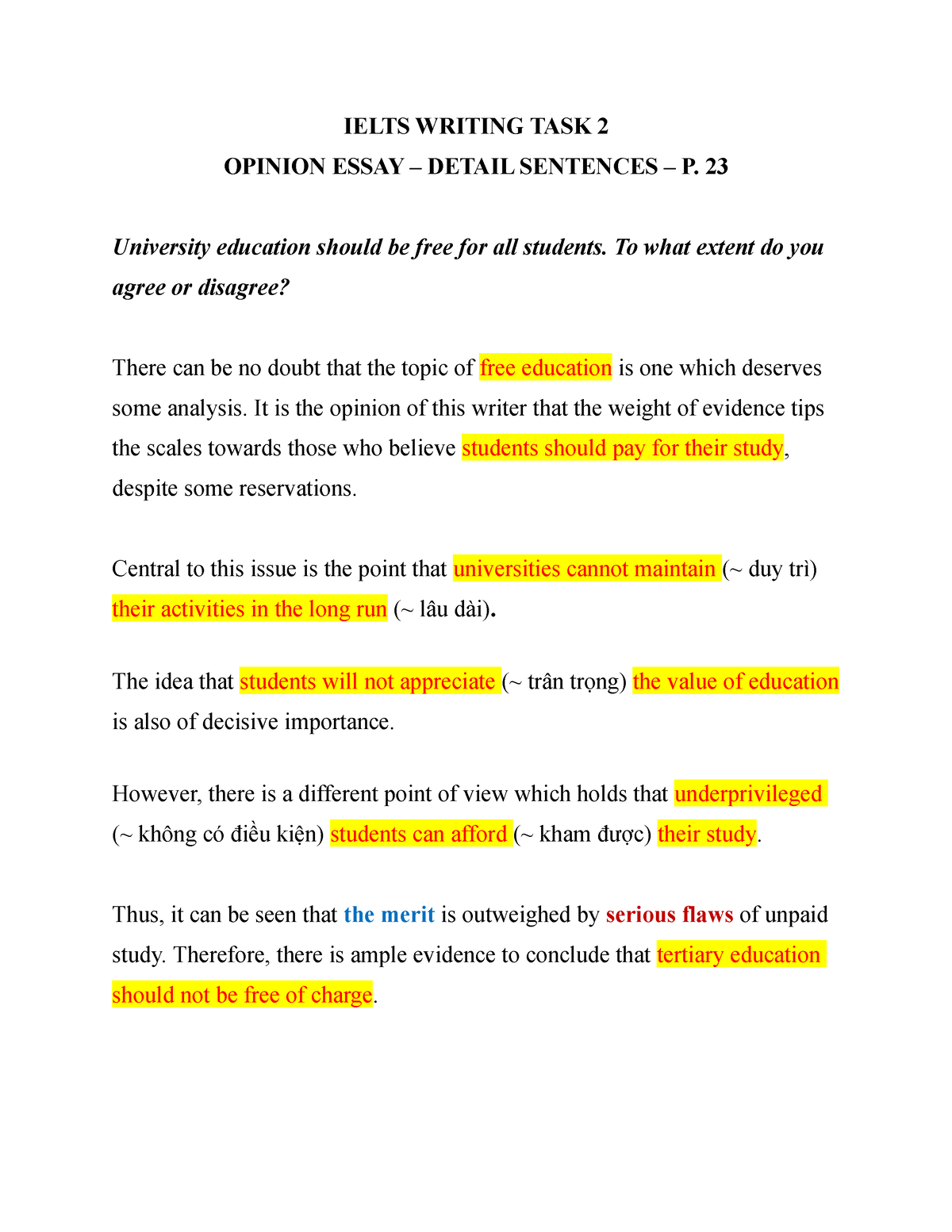 ielts writing task 2 opinion essay vocabulary