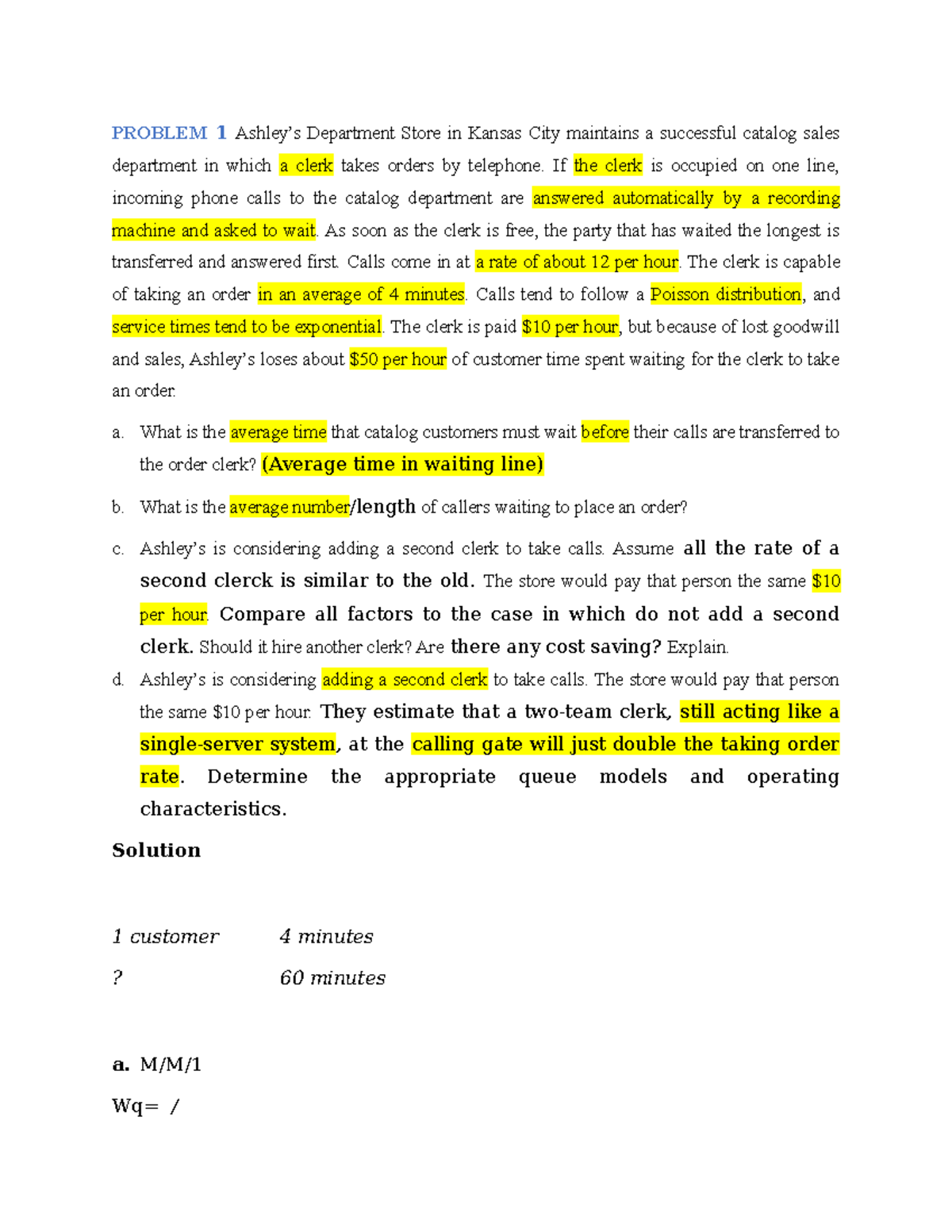 Tutorial Material Final PROBLEM 1 Ashley’s Department Store in Kansas