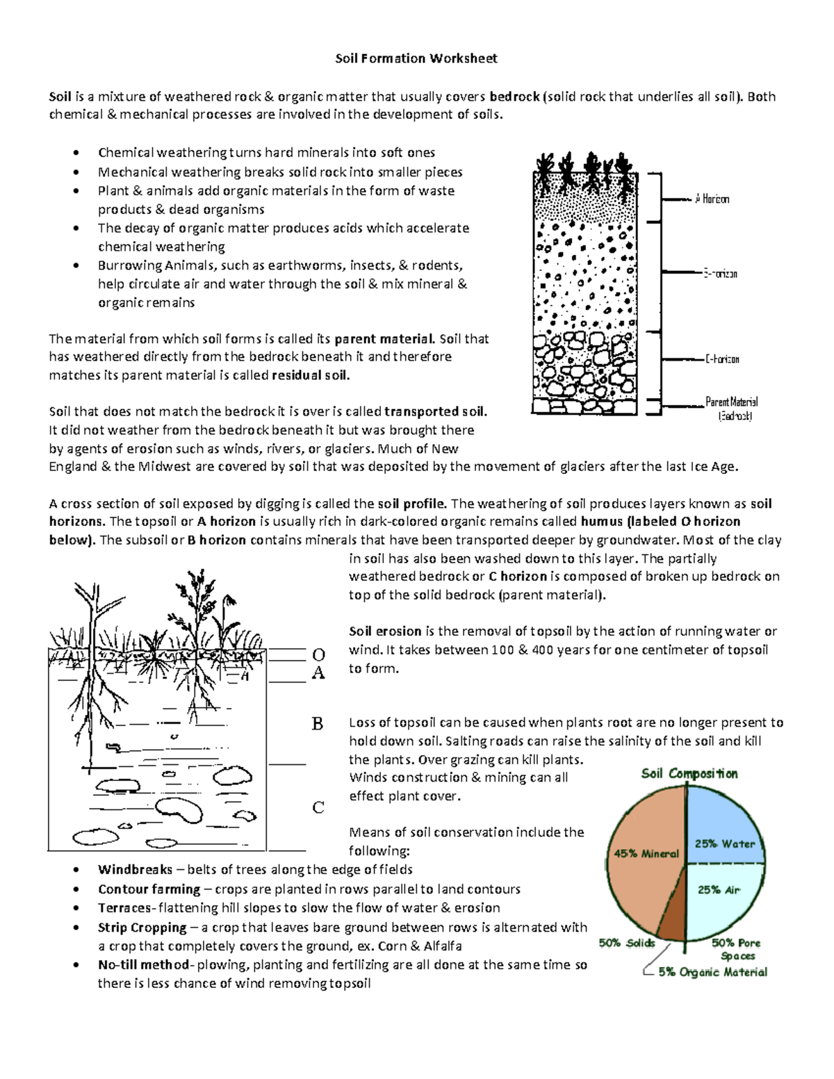 Soil Formation Worksheet Both Chemical Mechanical Processes Are 