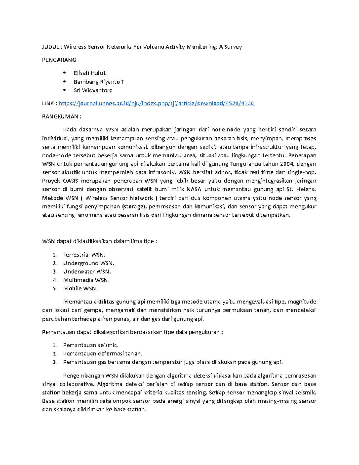 Tugas 14 jaringan mobile JUDUL Wireless Sensor Networks For