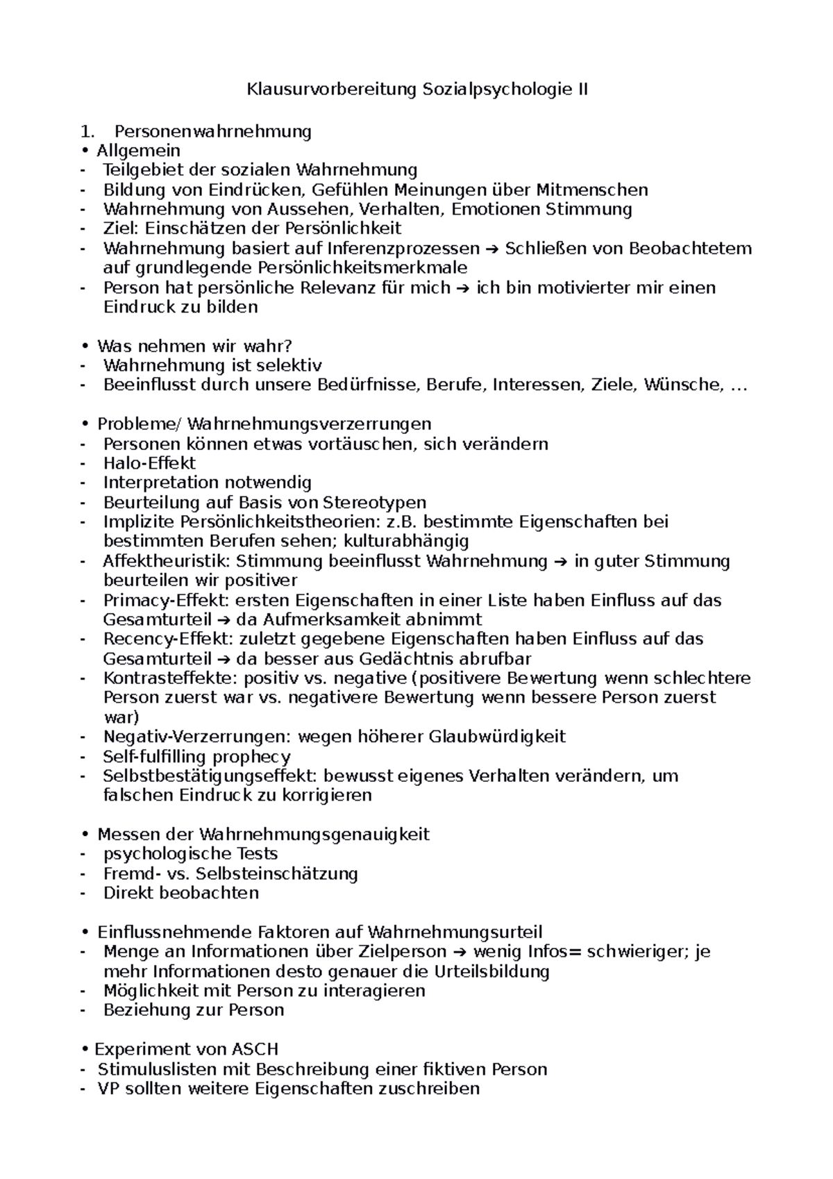 Hypothesentheorie Der Sozialen Wahrnehmung Sozialpsychologie Zsmfassung - Klausurvorbereitung Sozialpsychologie II